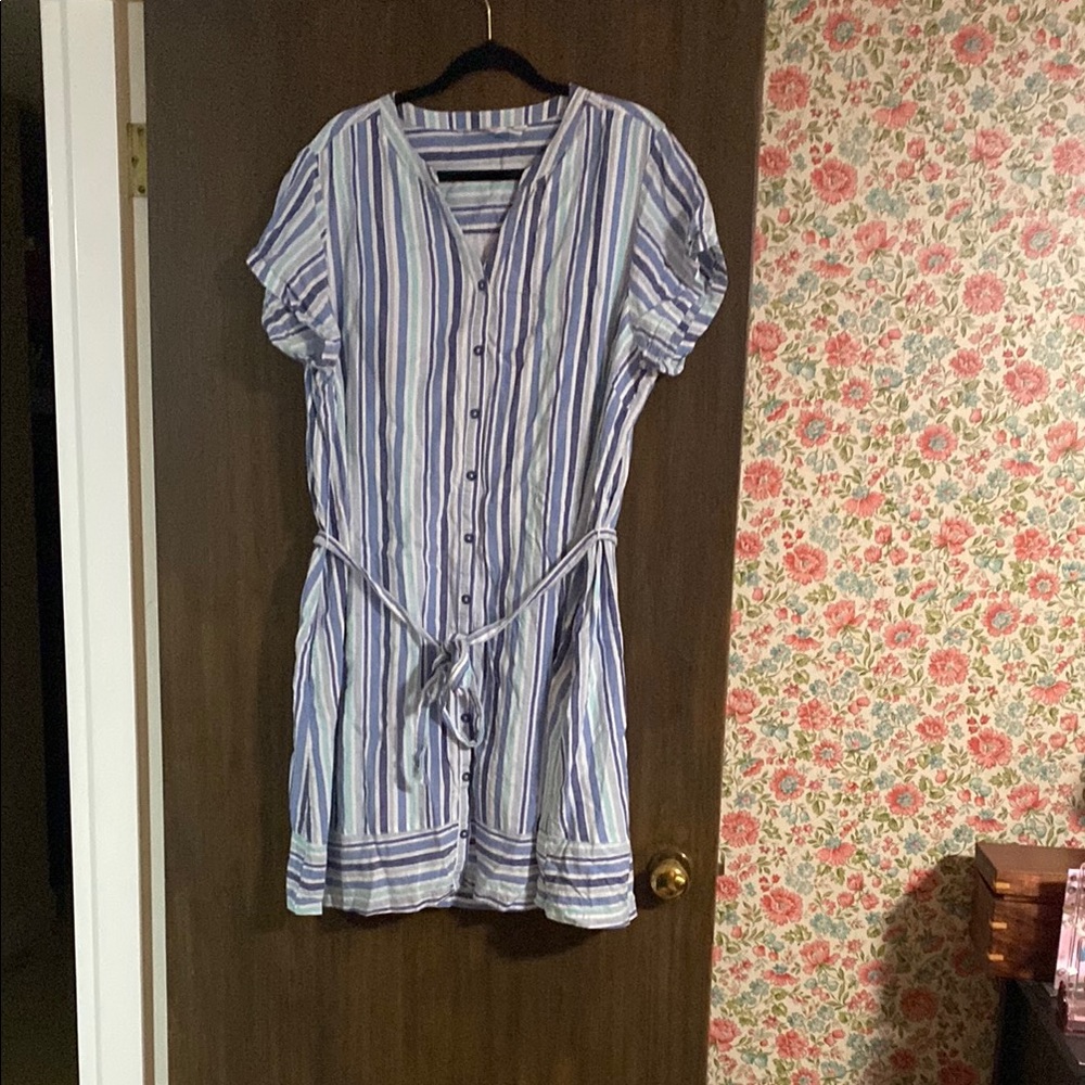 Isaac Mizrahi Blue and White short Sleeve dress size 22W